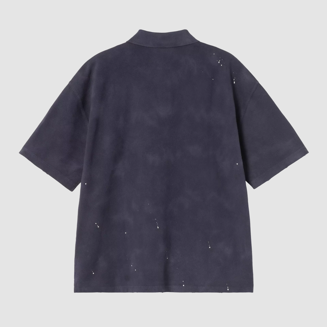 S/S Painter Polo Dark Navy Destroy Wash Splatter