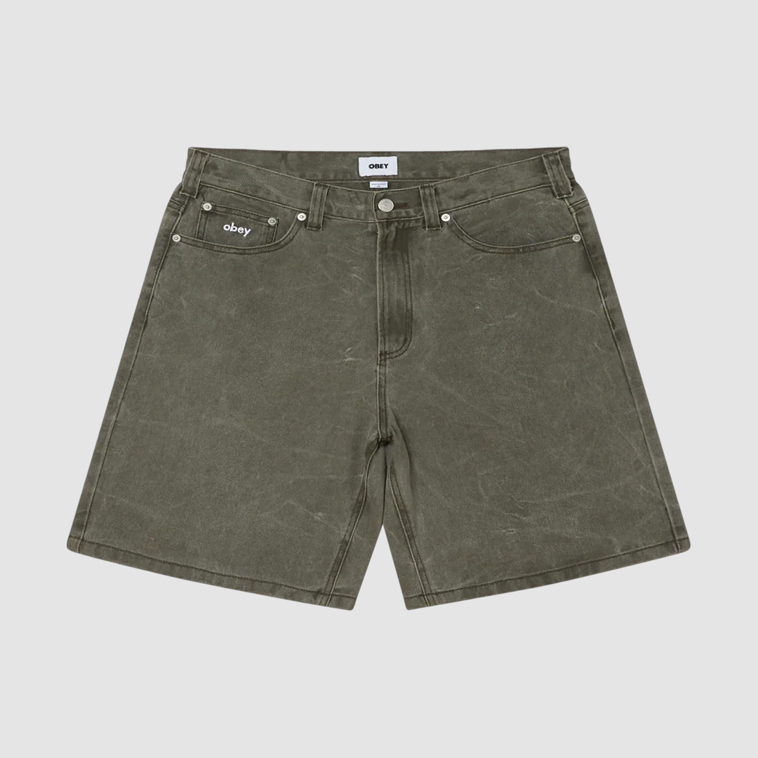 Bigwig Baggy Denim Short Black Olive Wrinkle Wash