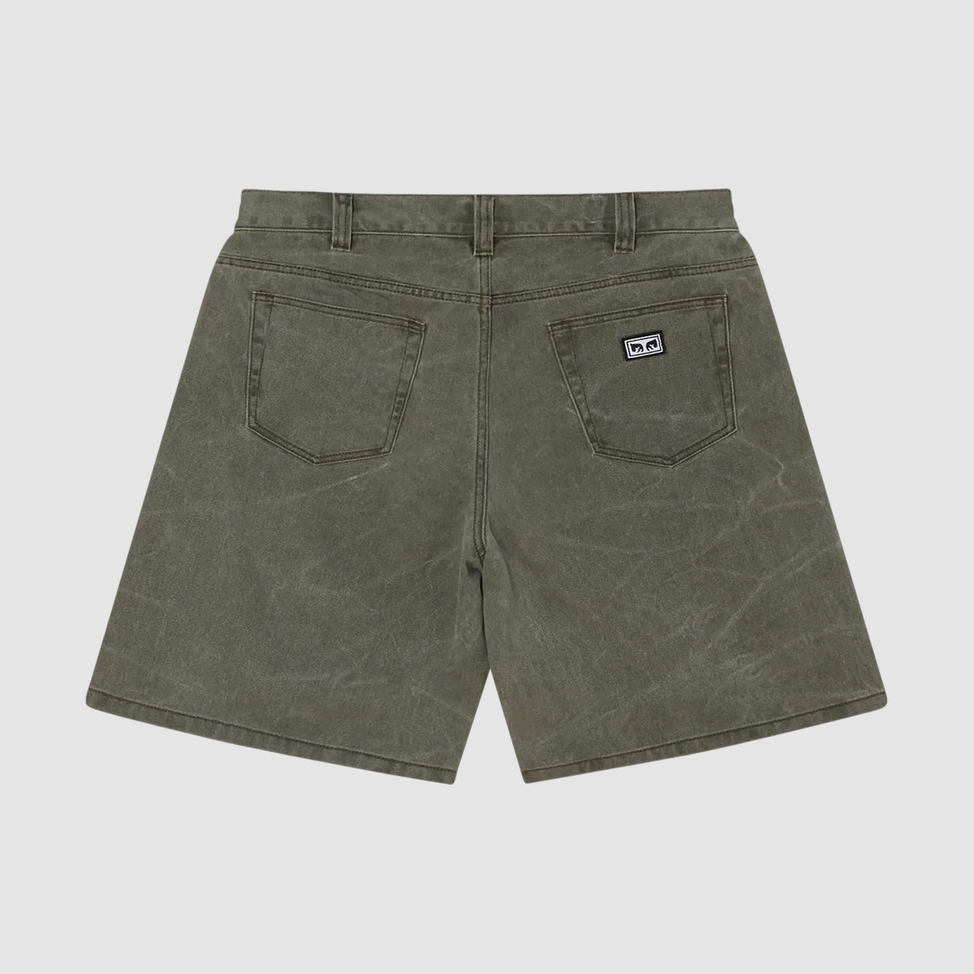 Bigwig Baggy Denim Short Black Olive Wrinkle Wash