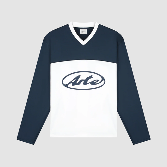 Circle Logo LS T-Shirt White / Navy