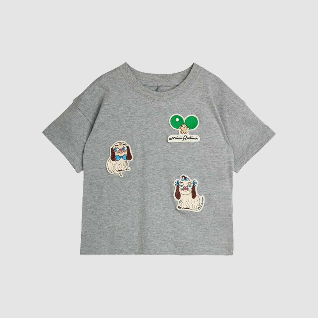 Minibabies Patches SS T-Shirt Grey Melange