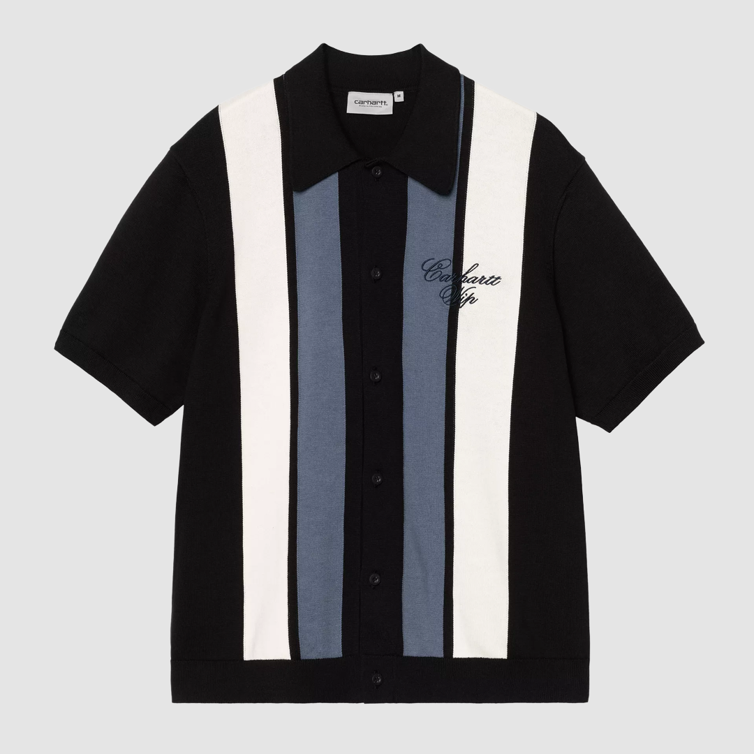 S/S Mello Knit Shirt Stripe Black