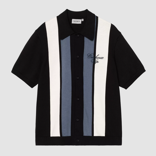 S/S Mello Knit Shirt Stripe Black
