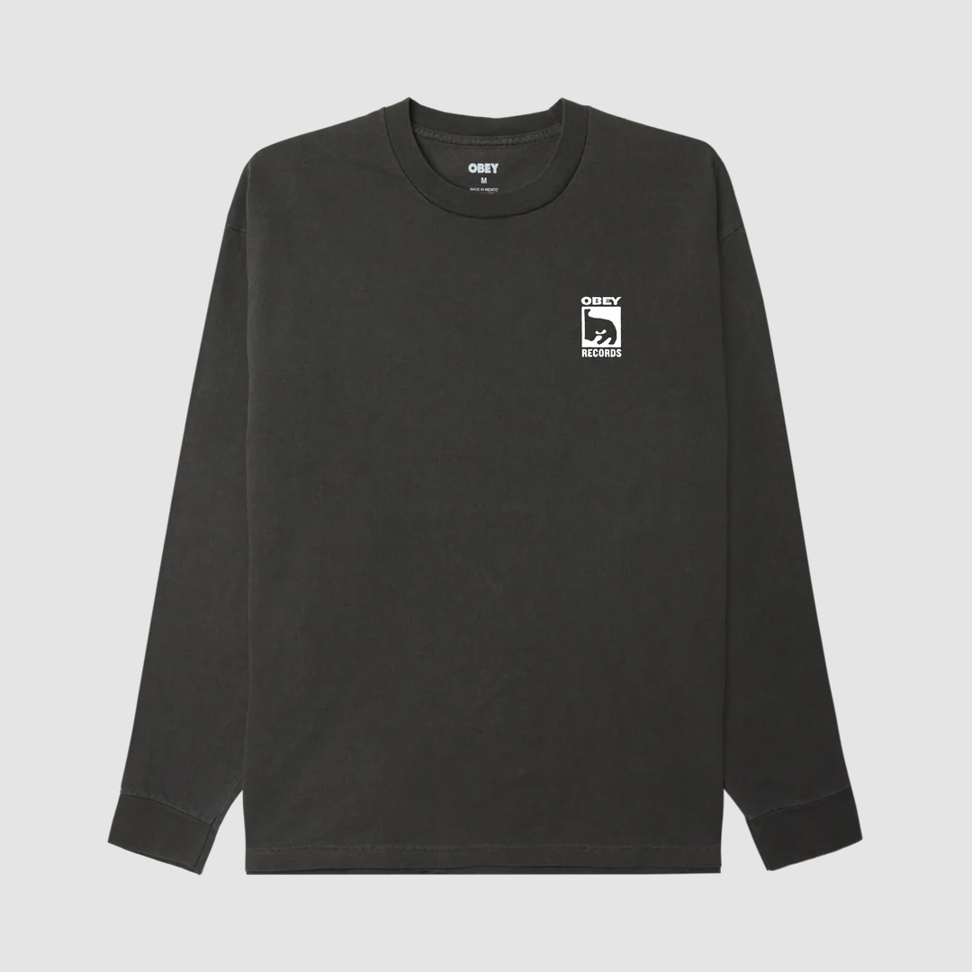 Obey Records Icon Pigment T-Shirt Dusty Black