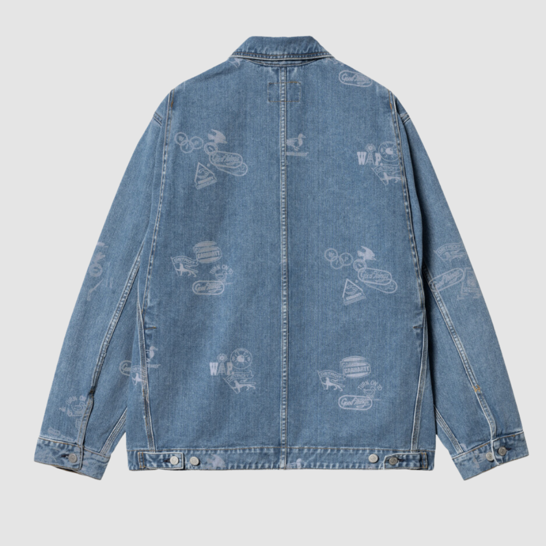 Stamp Jacket Print Blue Bleached