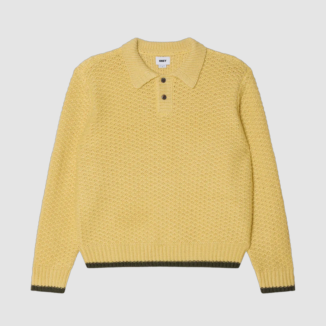 Obey Loreto Polo Sweater Straw Multi