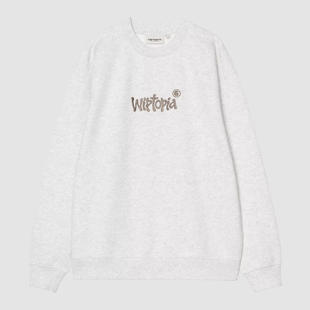 W' Wiptopia Script Sweat Ash Heather / Dusky Beige