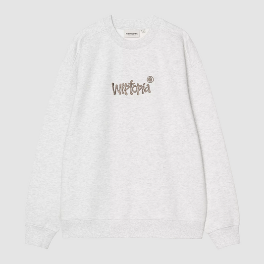 W' Wiptopia Script Sweat Ash Heather / Dusky Beige