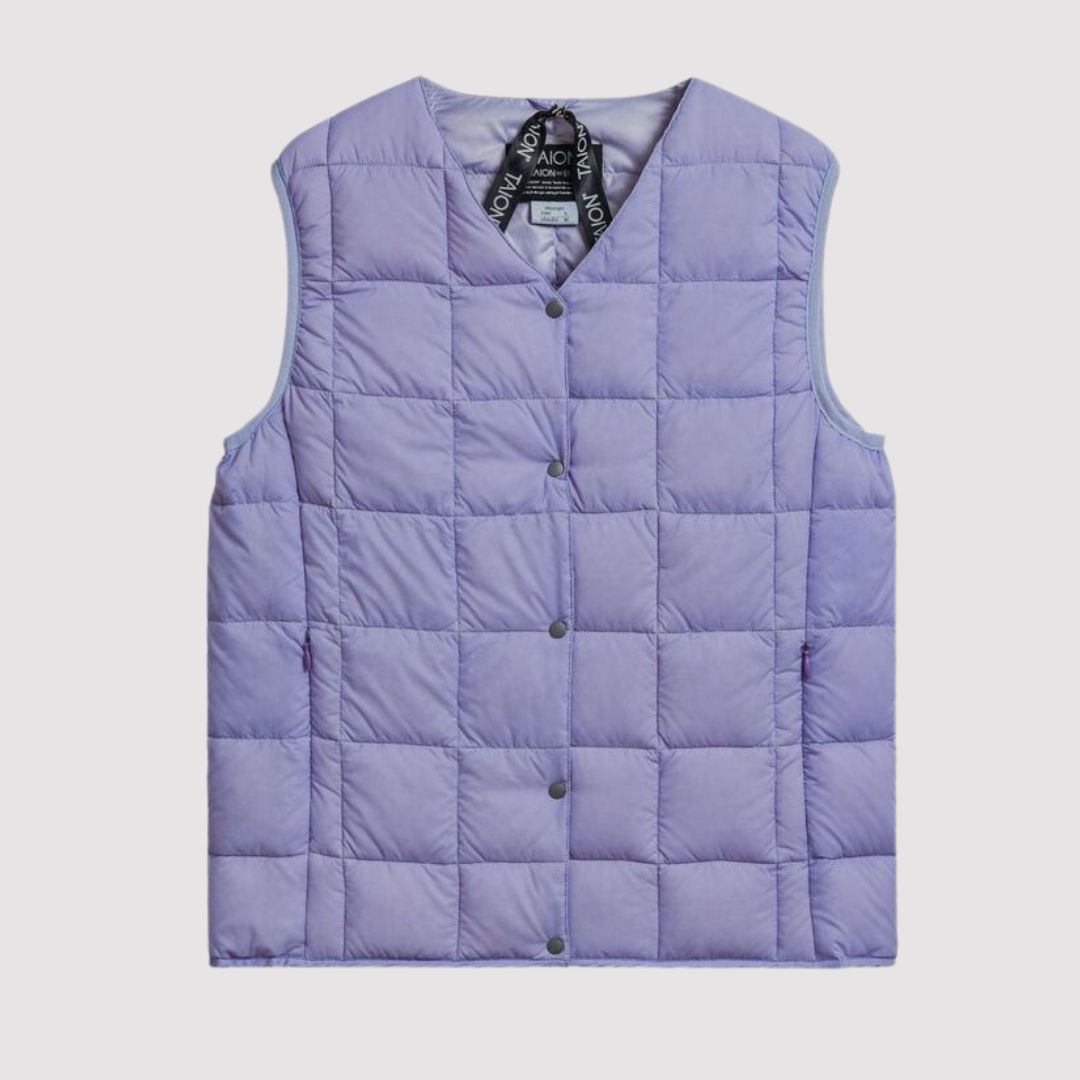 V-Neck Down Vest Lavender