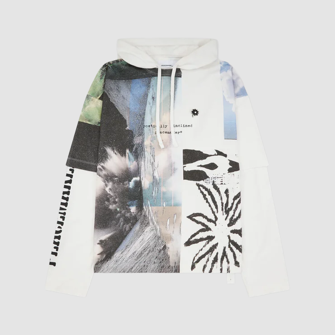 Hooded T-Shirt Collage Print