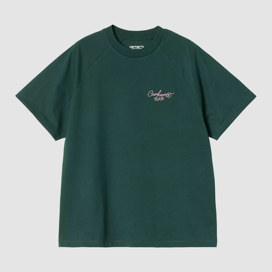 W' S/S Signature T-Shirt Dark Fir / Glassy Pink