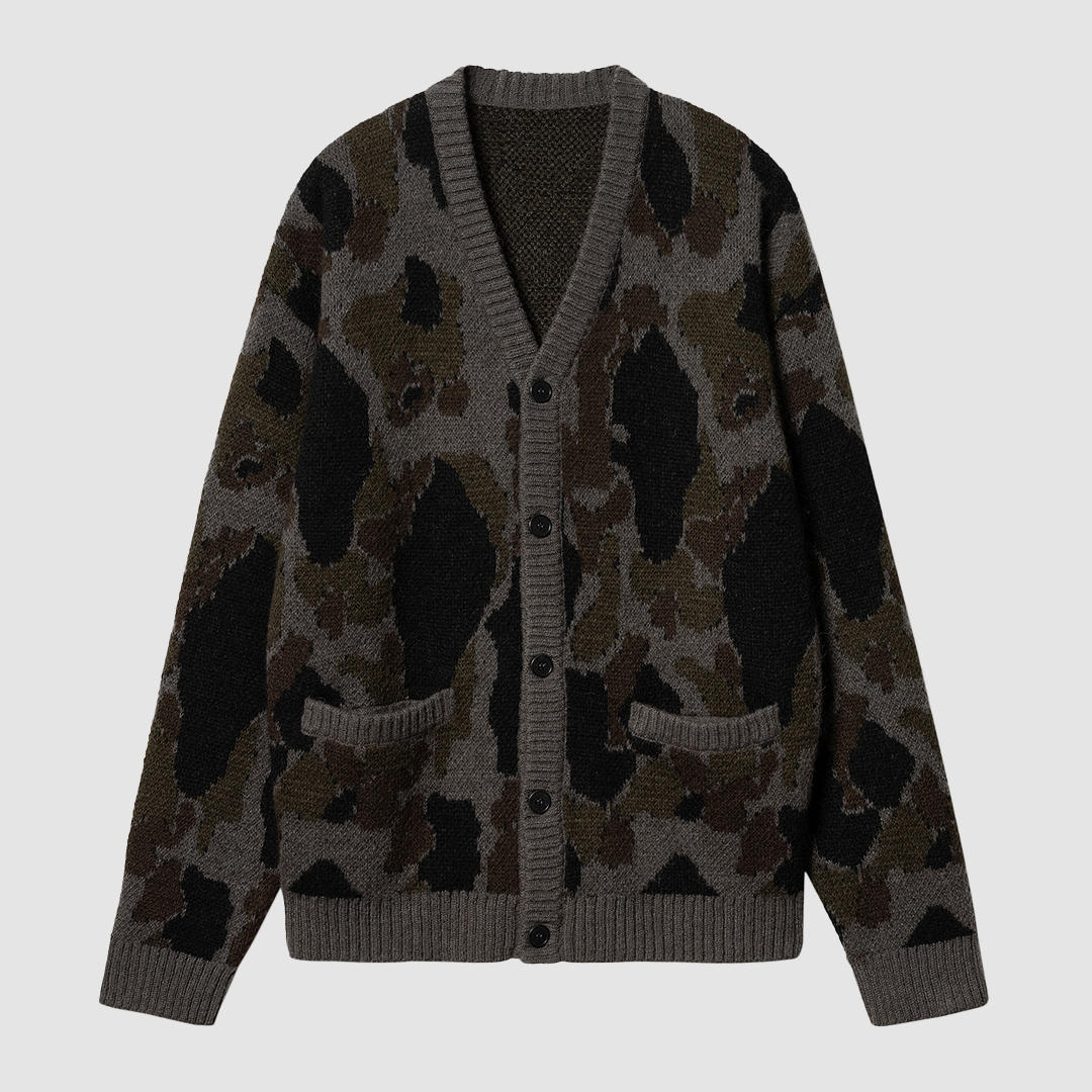 Merton Cardigan Camo Duck Jacquard Grey