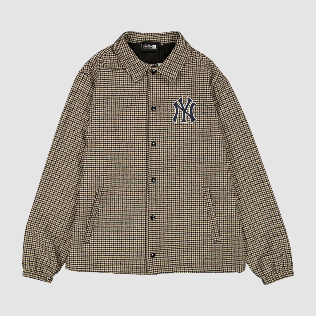 New York Yankees Check Coach Jacket Check Brown