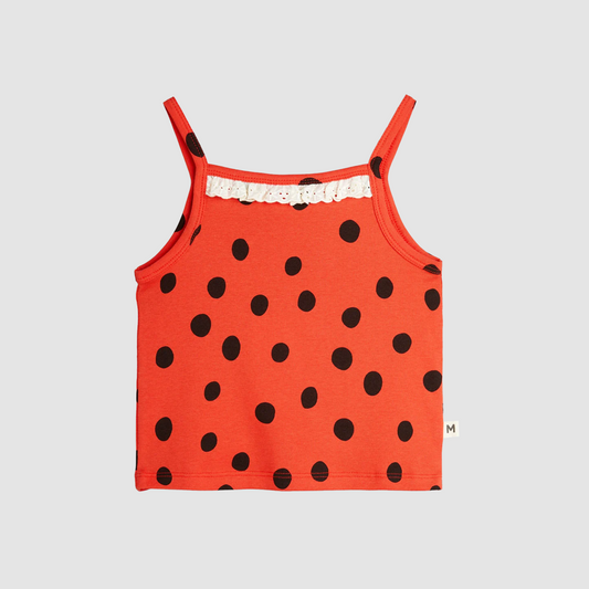 Dots Aop Lace Tank Red