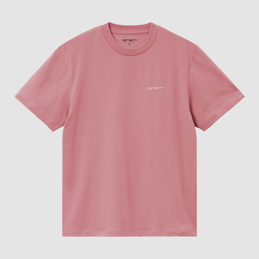 W' S/S Script Embroidery T-Shirt Dusty Rose / Moonbeam