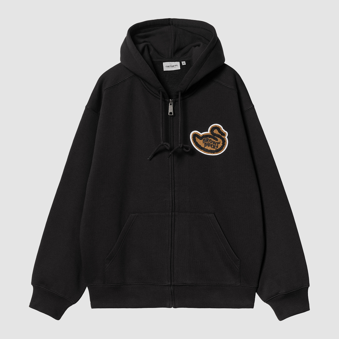 Hooded Brown Ducks Jacket Black