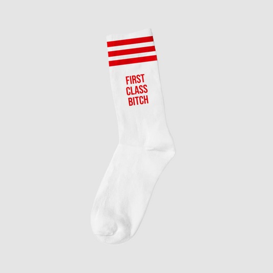 First Class Bitch Red / White Socks