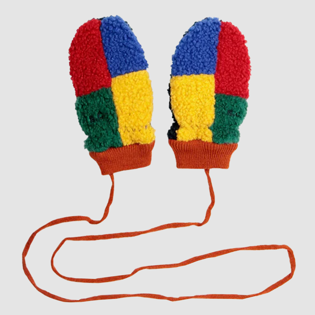 Baby Color Block Sheepskin Mittens