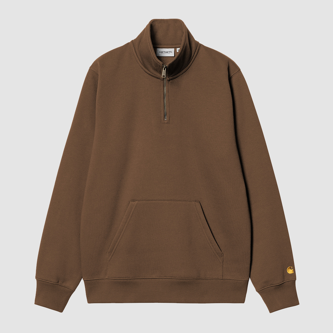 Chase Neck Zip Sweat / Chocolate / Gold