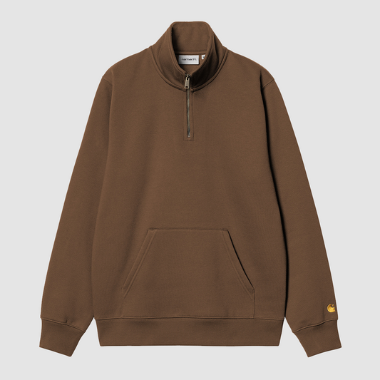 Chase Neck Zip Sweat / Chocolate / Gold