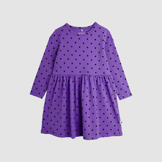 Polka Dots LS Dress Purple