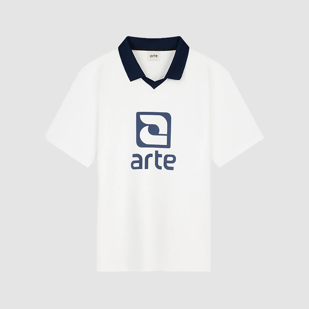 Logo Collar T-Shirt White / Navy