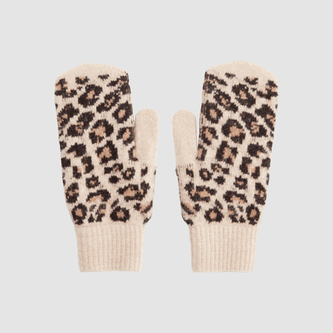 Leopard Mittens - Camel / Ebony / Oakwood