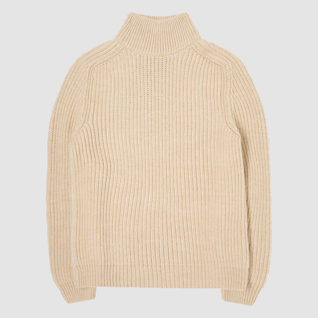 Roni High Collar Sweater Beige Garment Washed