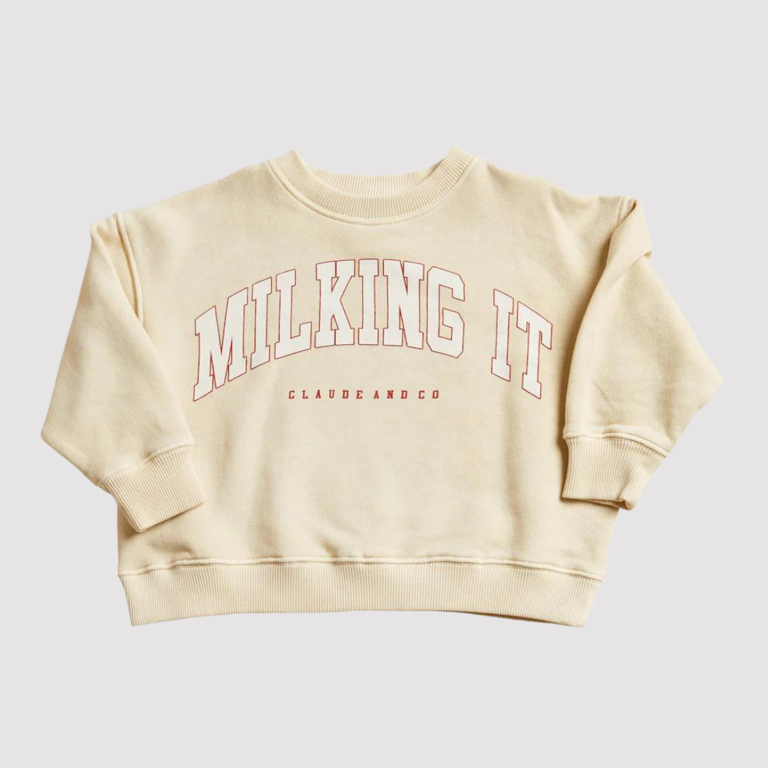 Milking it College Sweater Oat
