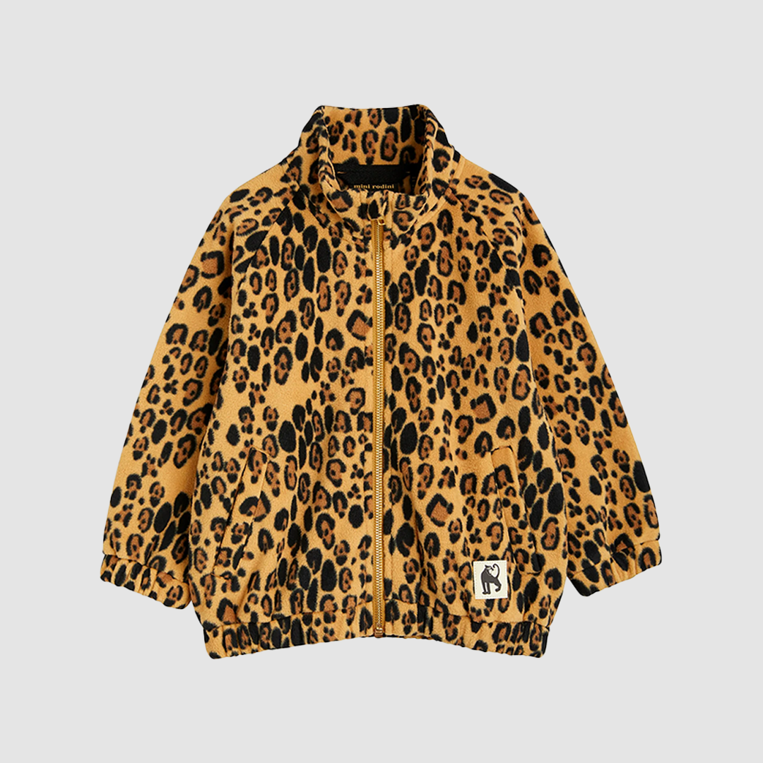 Leopard Fleece Jacket Beige