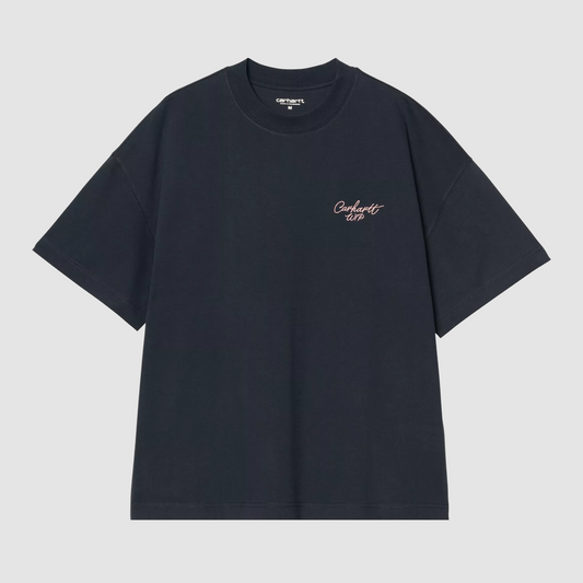 S/S Signature Script T-Shirt Deep Night / Glassy Pink