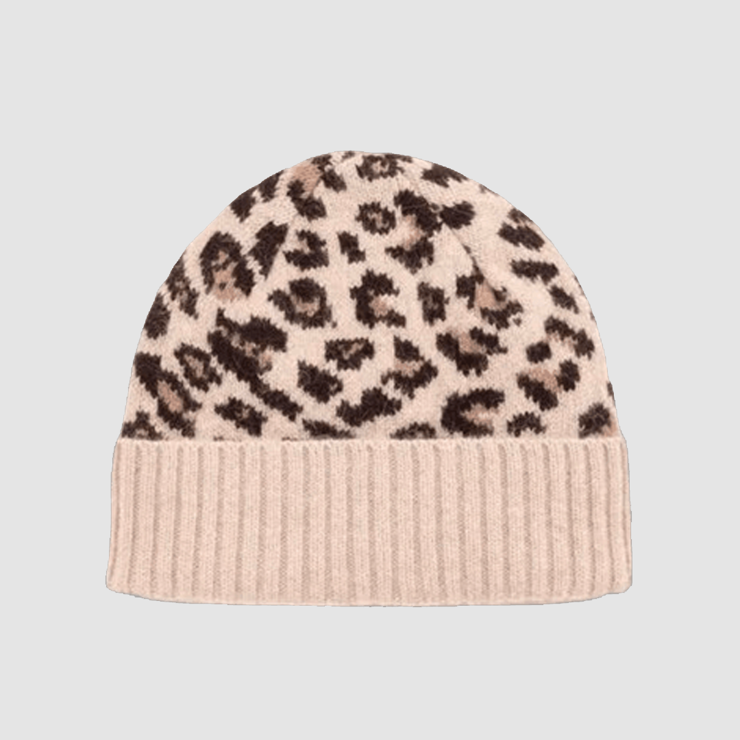 Leopard Beanie - Camel / Ebony / Oakwood