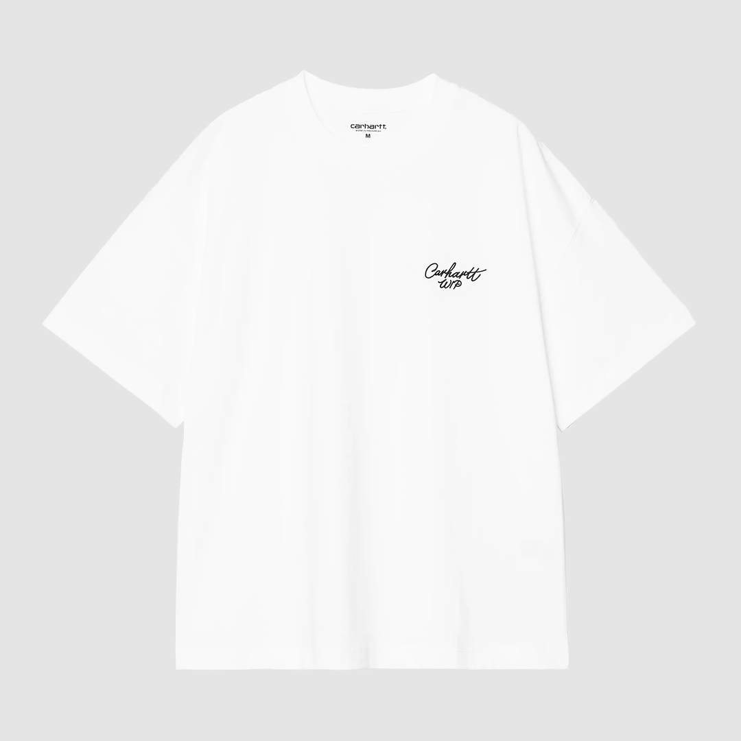 S/S Signature Script T-Shirt White / Black