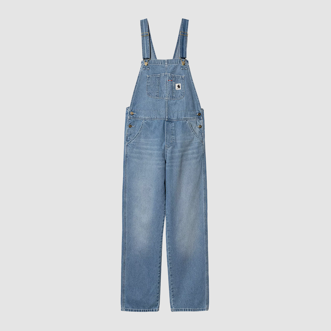 W' Bib Overall Straight Blue Light True Washed