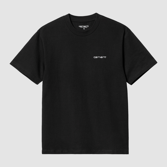 W' S/S Script Embroidery T-Shirt Black / White