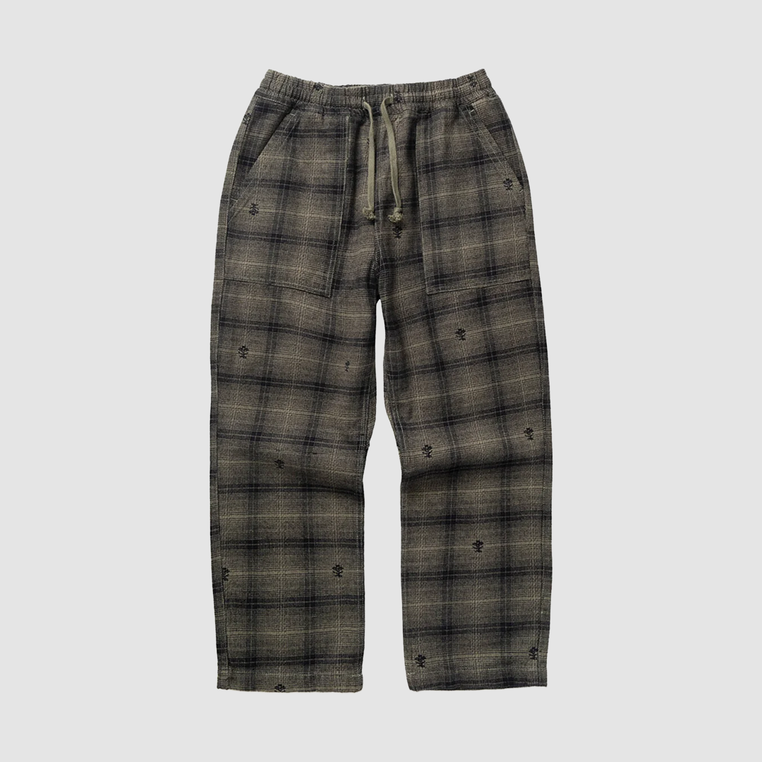 Thistle Plaid Chef Pants Olive