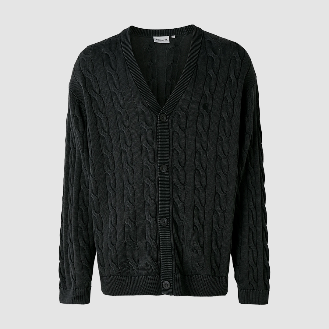 Carter Cardigan Black Garment Dyed