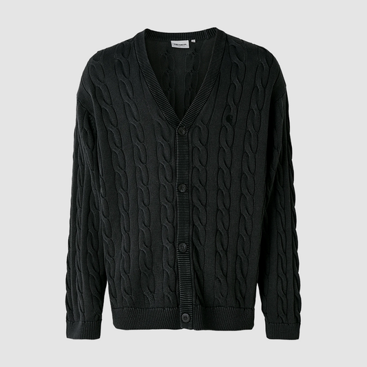 Carter Cardigan Black Garment Dyed