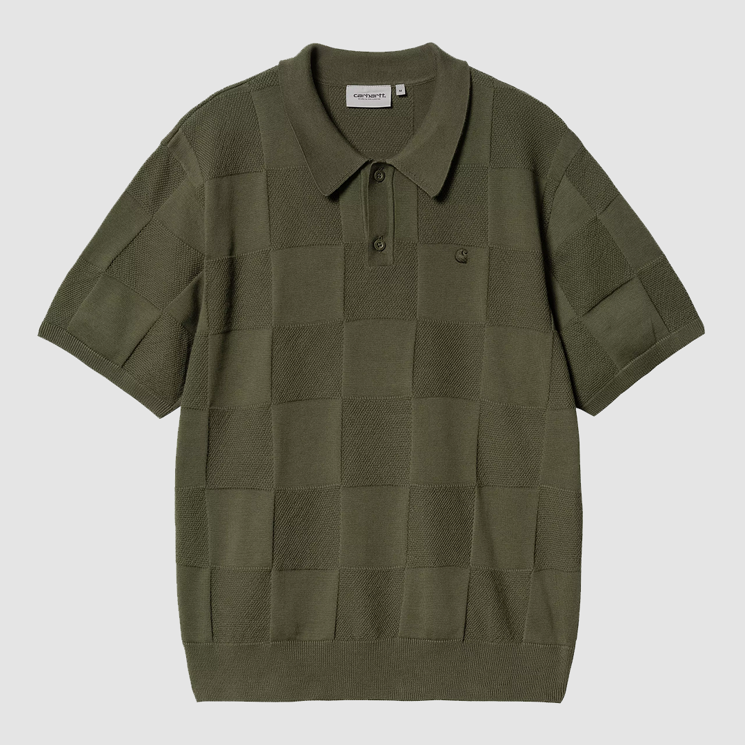 S/S Checker Polo Dollar Green