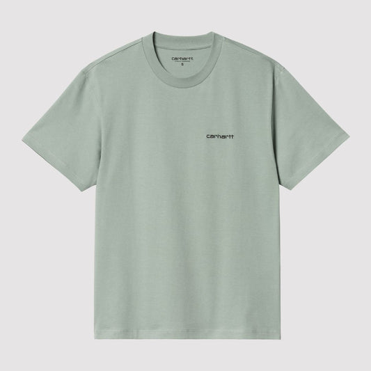 W' S/S Script Embroidery T-Shirt Glassy Teal / Black