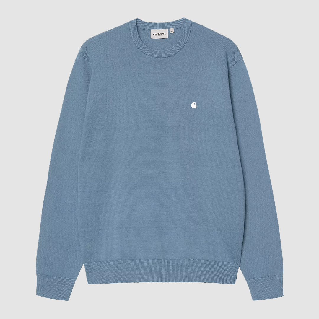 Madison Cotton Sweater Icy Water / White