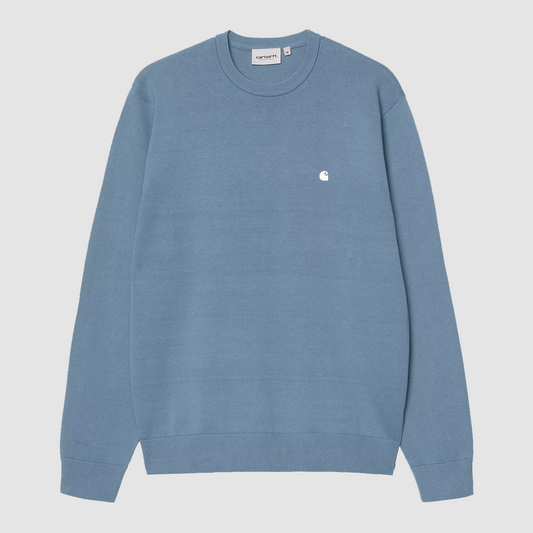 Madison Cotton Sweater Icy Water / White