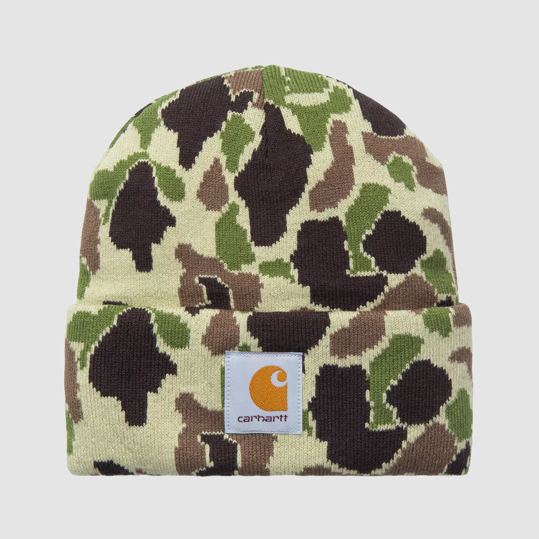 Camo Duck Beanie Jacquard Green