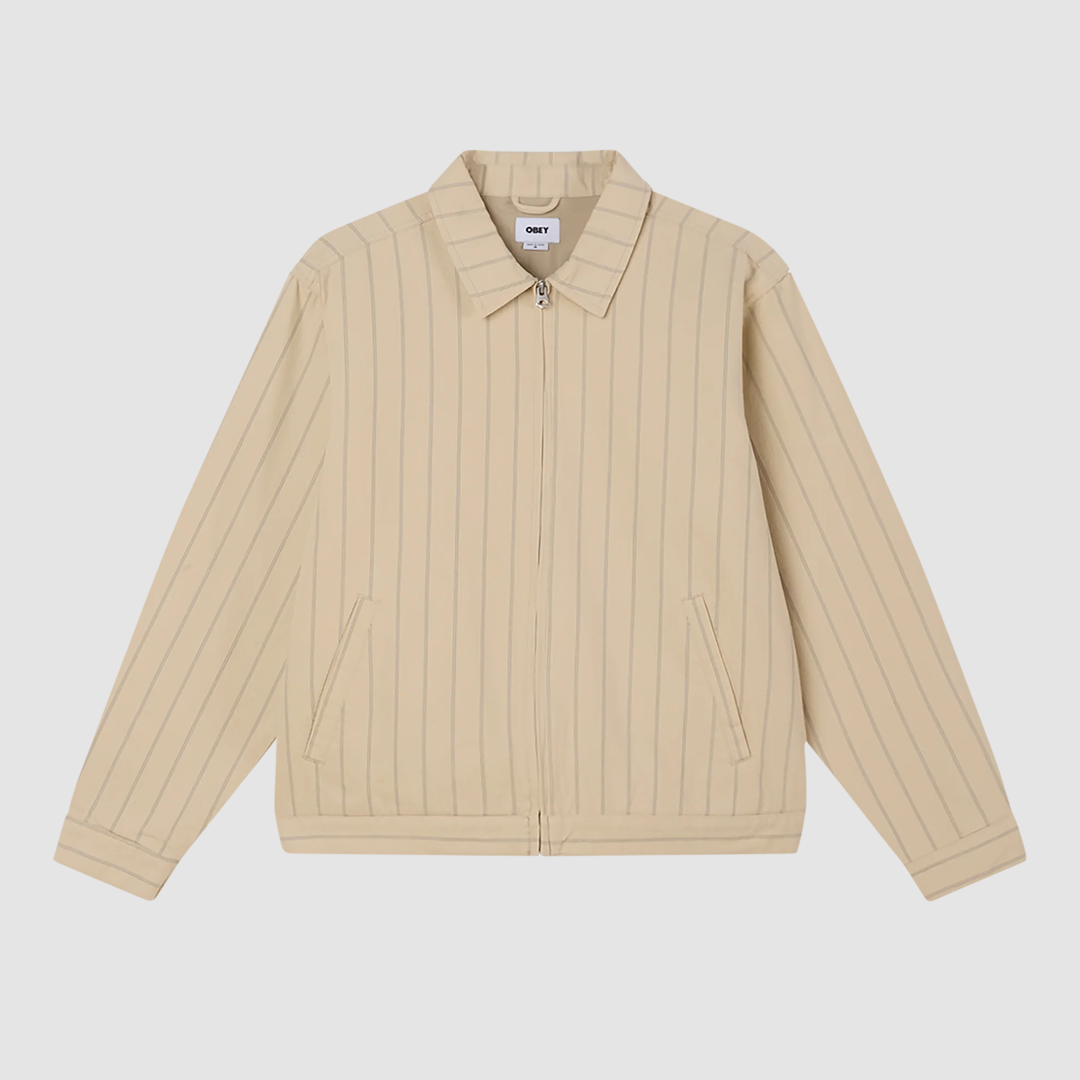 Obey Stripe Zip Up Jacket Pelican Multi