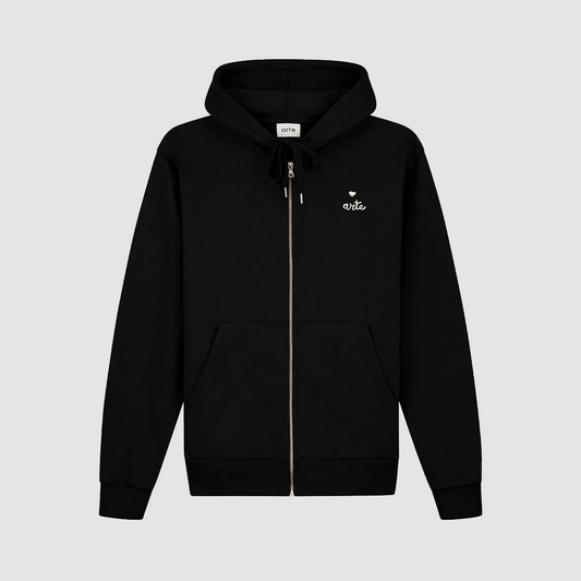 Heart Logo Zipper Hoodie Black
