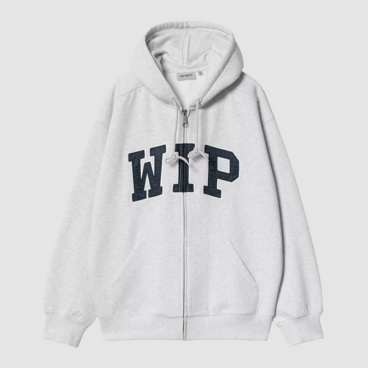 Hooded WIP Sweat Jacket Ash Heather Stone Washed