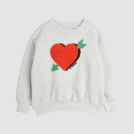 Arrowed Heart Chenille Sweat Grey Melange