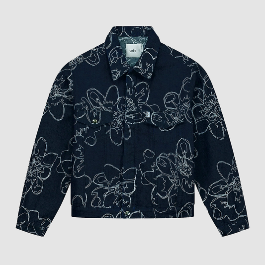 Flower Stitch Jacket Denim Navy