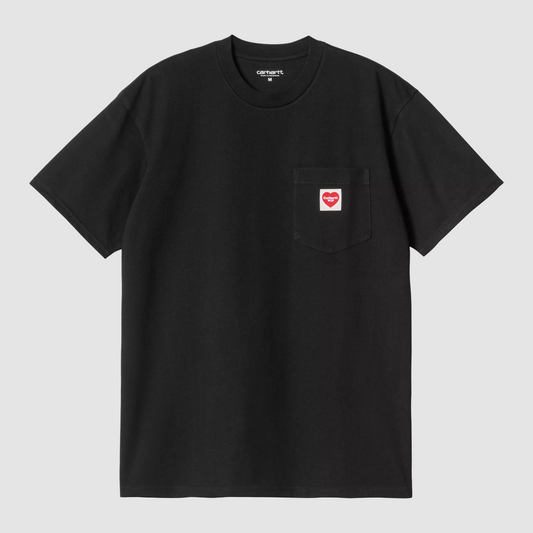 S/S Pocket Heart T-Shirt Black / Red