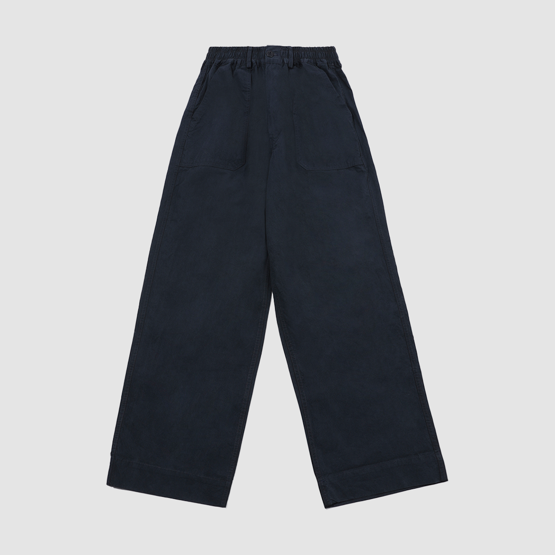 One Tuck Wide Fatigue Pants Navy